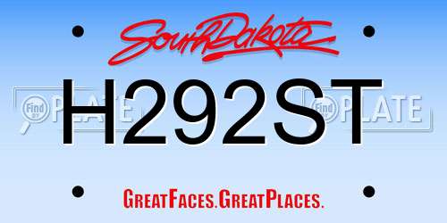H292ST South Dakota License Plate