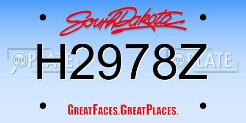 H2978Z South Dakota License Plate
