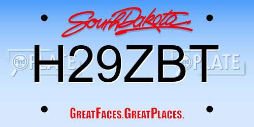 H29ZBT South Dakota License Plate
