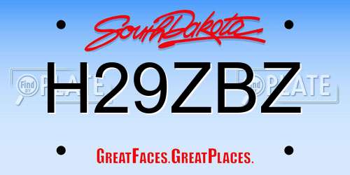 H29ZBZ South Dakota License Plate