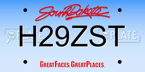 H29ZST South Dakota License Plate