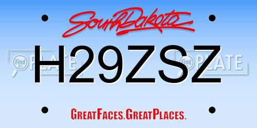 H29ZSZ South Dakota License Plate