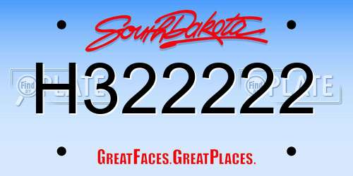 H322222 South Dakota License Plate