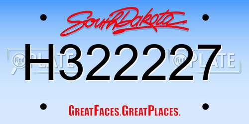 H322227 South Dakota License Plate