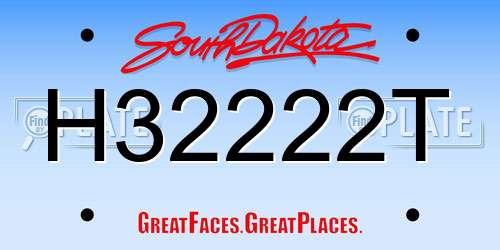H32222T South Dakota License Plate