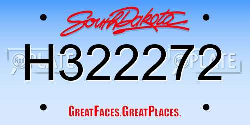 H322272 South Dakota License Plate