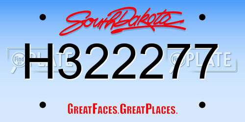H322277 South Dakota License Plate
