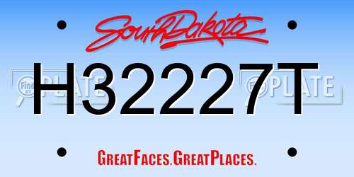 H32227T South Dakota License Plate