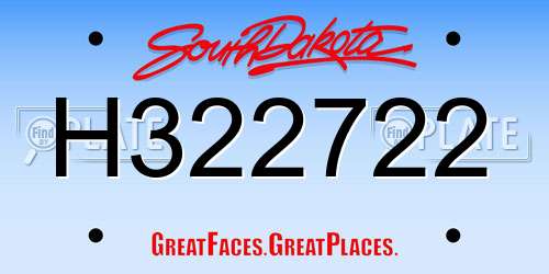 H322722 South Dakota License Plate