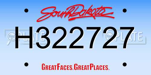 H322727 South Dakota License Plate