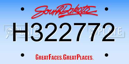 H322772 South Dakota License Plate