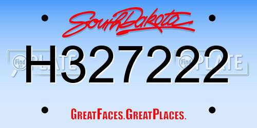 H327222 South Dakota License Plate