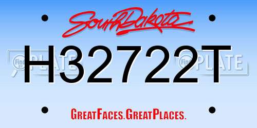 H32722T South Dakota License Plate