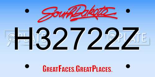 H32722Z South Dakota License Plate