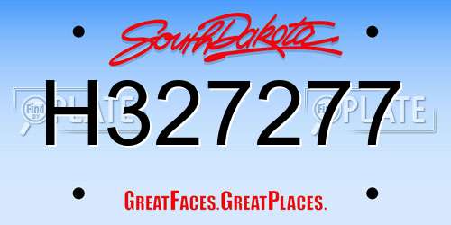 H327277 South Dakota License Plate