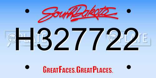H327722 South Dakota License Plate