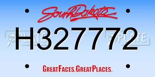 H327772 South Dakota License Plate