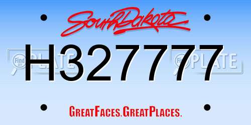 H327777 South Dakota License Plate