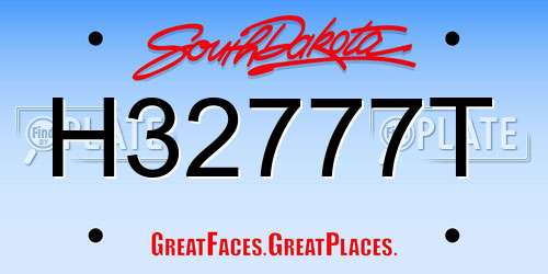 H32777T South Dakota License Plate
