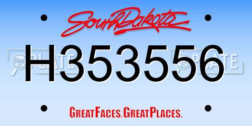 H353556 South Dakota License Plate