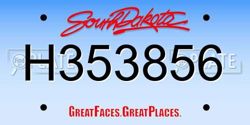 H353856 South Dakota License Plate