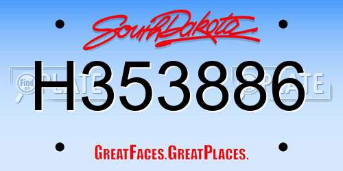 H353886 South Dakota License Plate