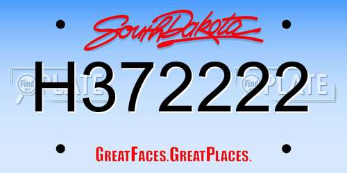 H372222 South Dakota License Plate