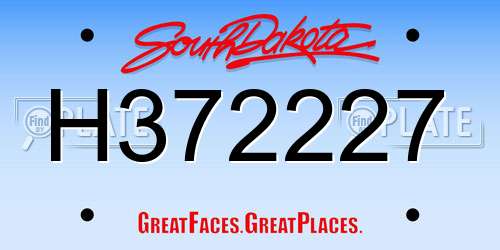 H372227 South Dakota License Plate