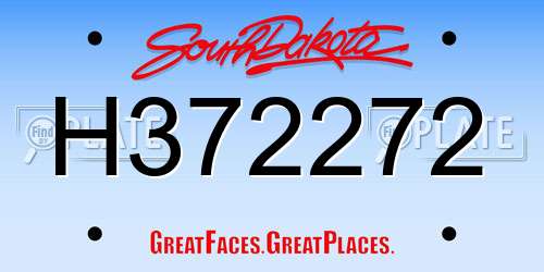 H372272 South Dakota License Plate