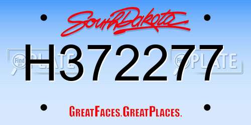 H372277 South Dakota License Plate