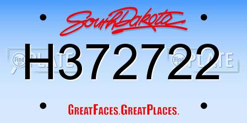 H372722 South Dakota License Plate