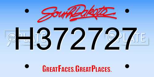 H372727 South Dakota License Plate
