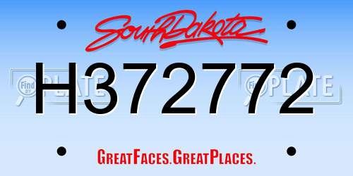 H372772 South Dakota License Plate