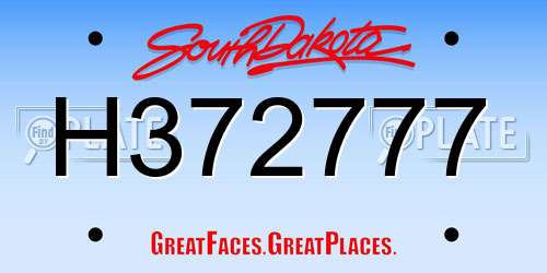 H372777 South Dakota License Plate