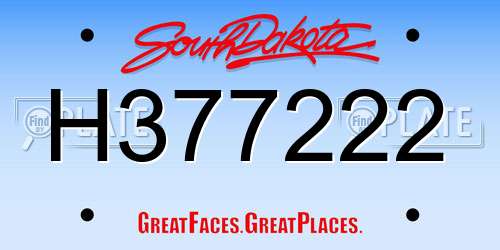 H377222 South Dakota License Plate