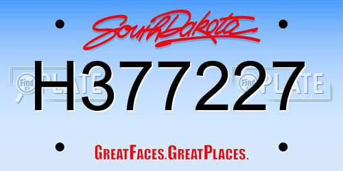 H377227 South Dakota License Plate