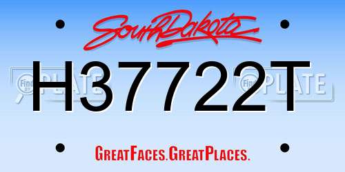 H37722T South Dakota License Plate