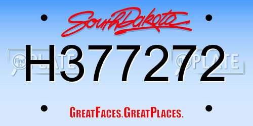 H377272 South Dakota License Plate