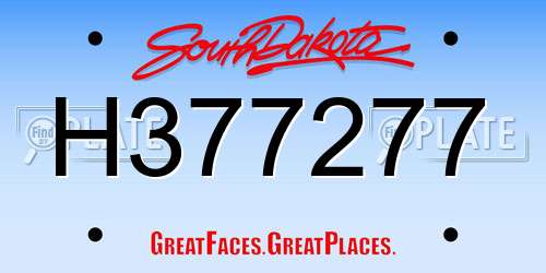 H377277 South Dakota License Plate