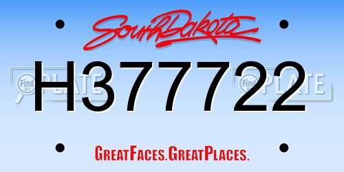 H377722 South Dakota License Plate