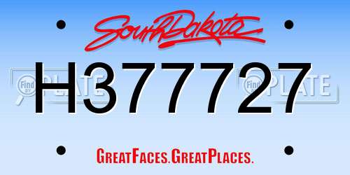 H377727 South Dakota License Plate
