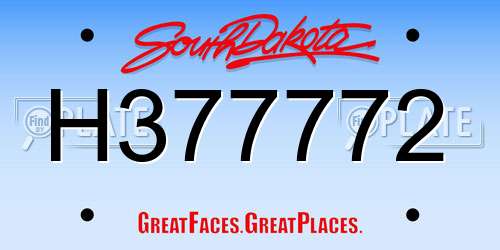 H377772 South Dakota License Plate