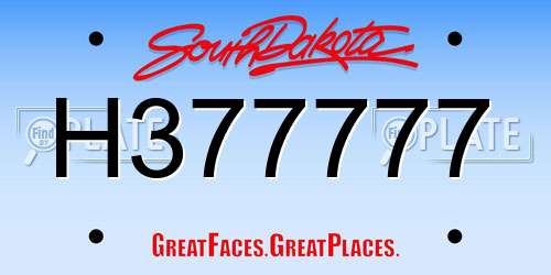 H377777 South Dakota License Plate