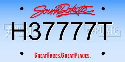 H37777T South Dakota License Plate