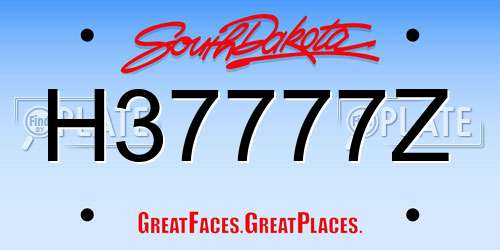 H37777Z South Dakota License Plate