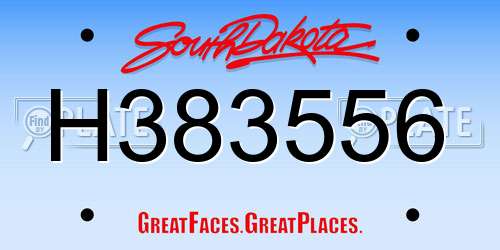 H383556 South Dakota License Plate