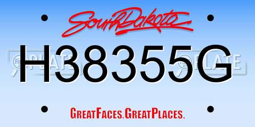 H38355G South Dakota License Plate