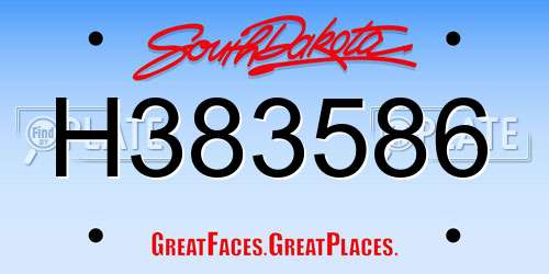 H383586 South Dakota License Plate