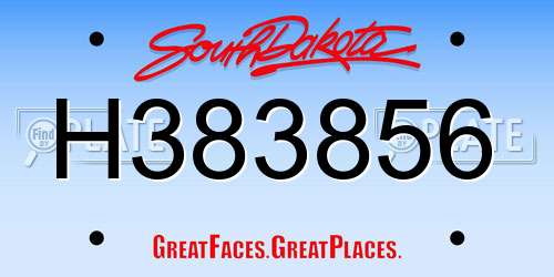 H383856 South Dakota License Plate