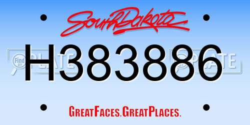 H383886 South Dakota License Plate